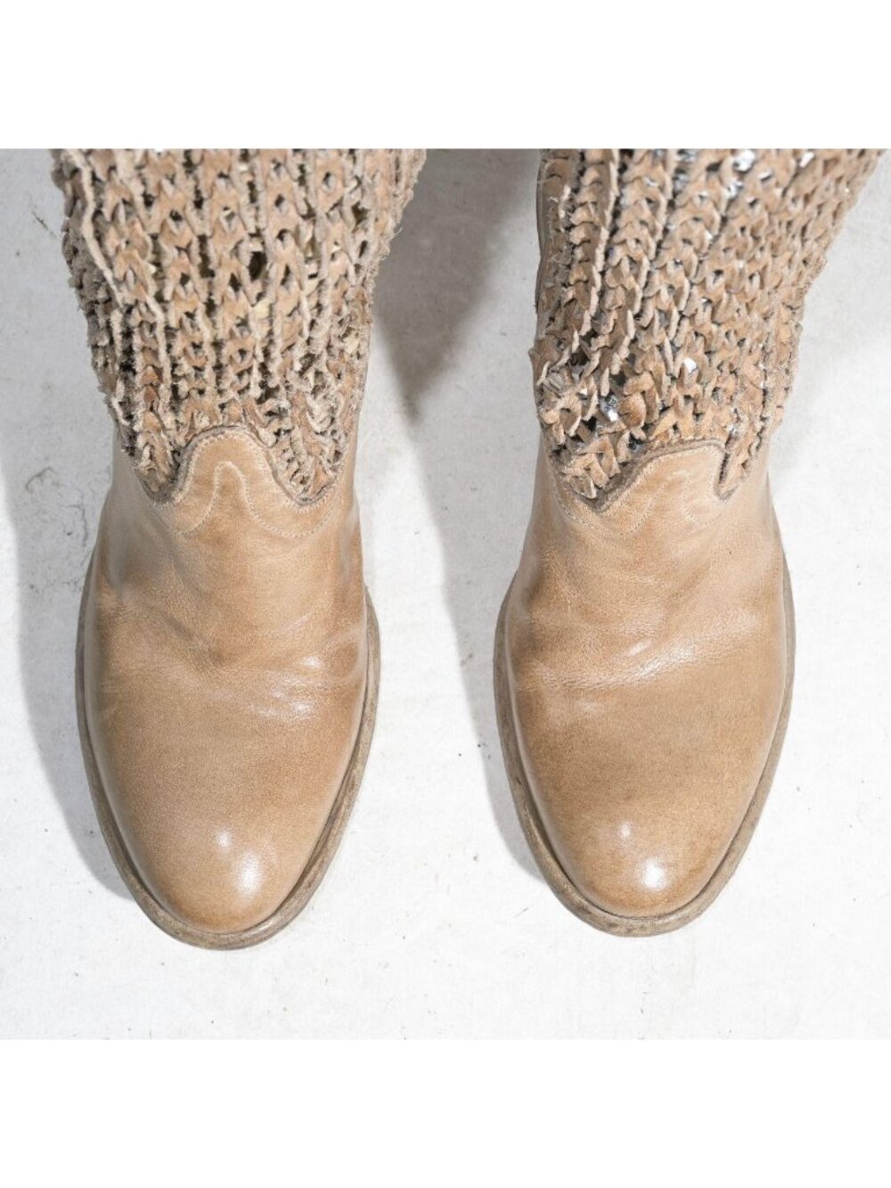 Fauzian Jeunesse Tan Leather Tall Boots Made in Italy - Picture 5 of 7